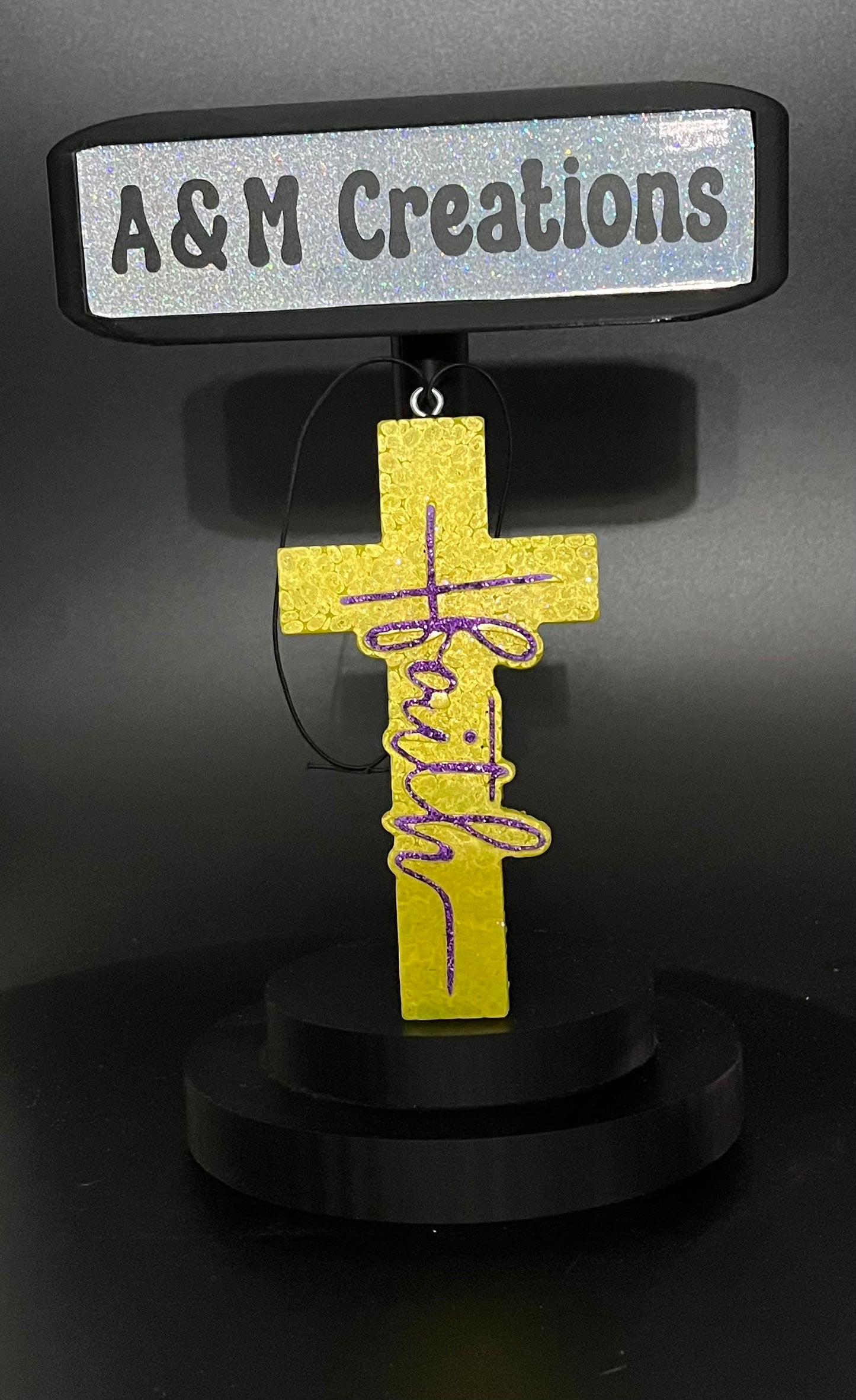 Faith Cross Yellow/Purple Freshie