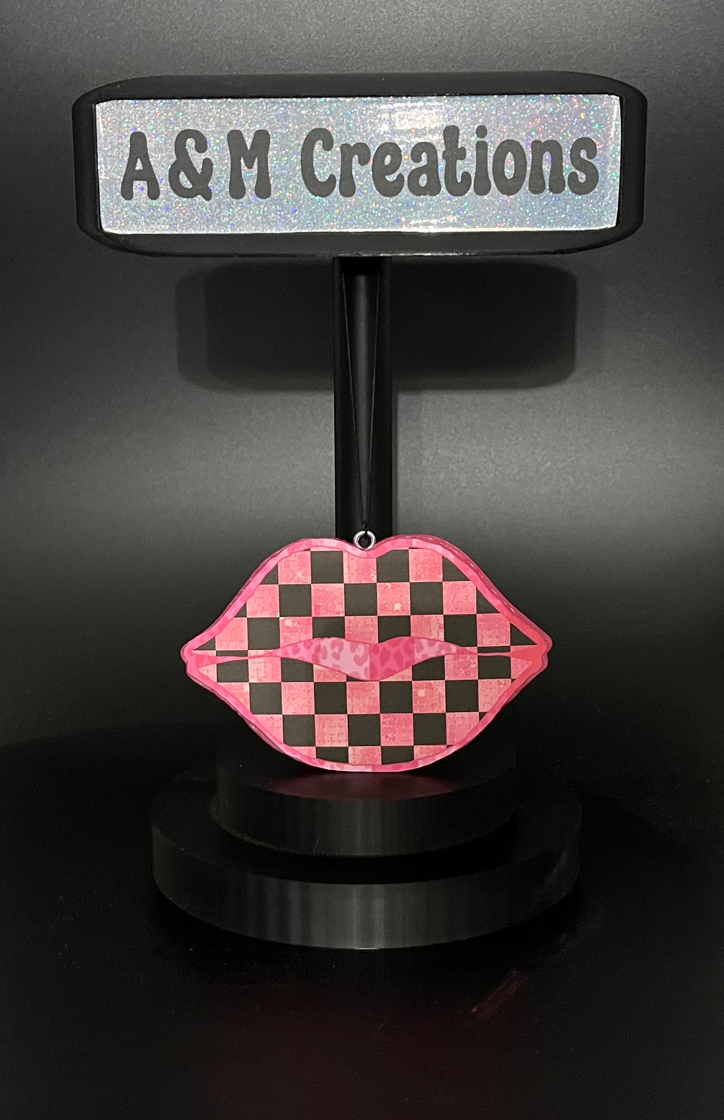 Black and Pink Checker Lips No Glitter Freshie