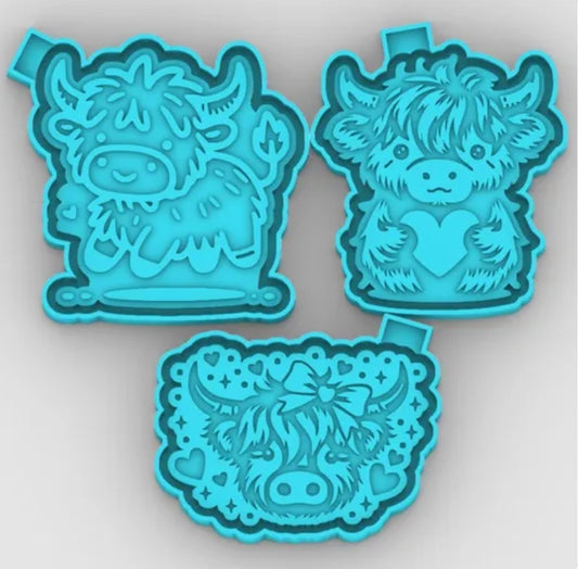 6ct Combo Pack of Baby Highland Cow - Car Freshie Molds