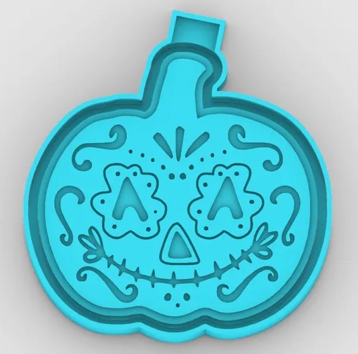Sugar Skull Pumpkin Raised Details - Freshie Mold