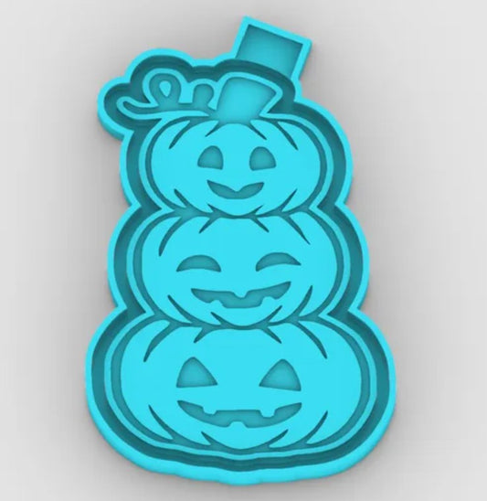 Stacked Pumpkins Smiling Raised- Freshie Mold