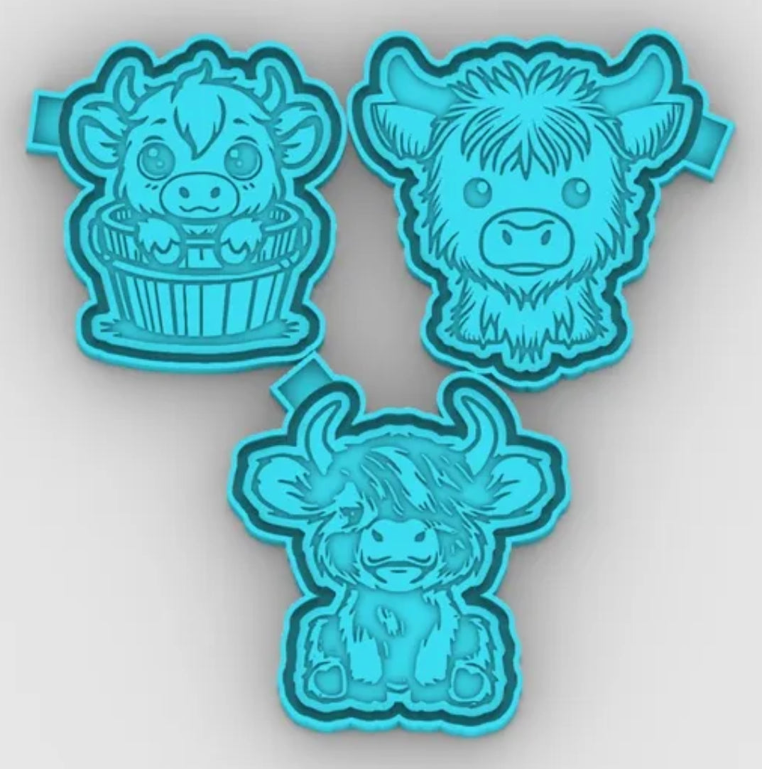 6ct Combo Pack of Baby Highland Cow - Car Freshie Molds