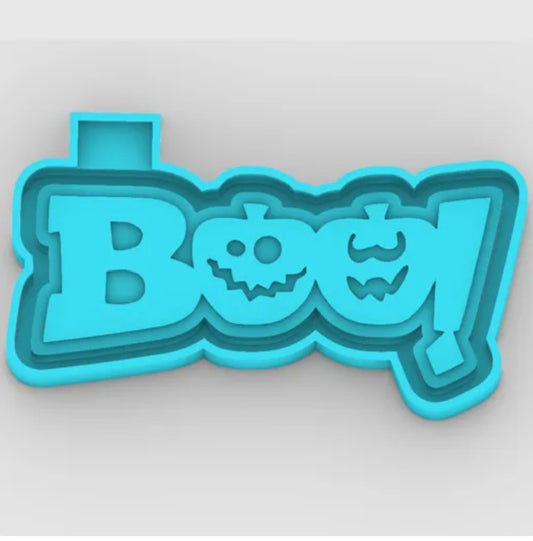 Boo Pumpkin Raised Letter - Freshie Mold