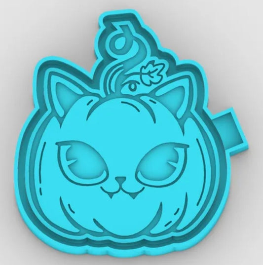 Cat Pumpkin Raised Details - Freshie Mold