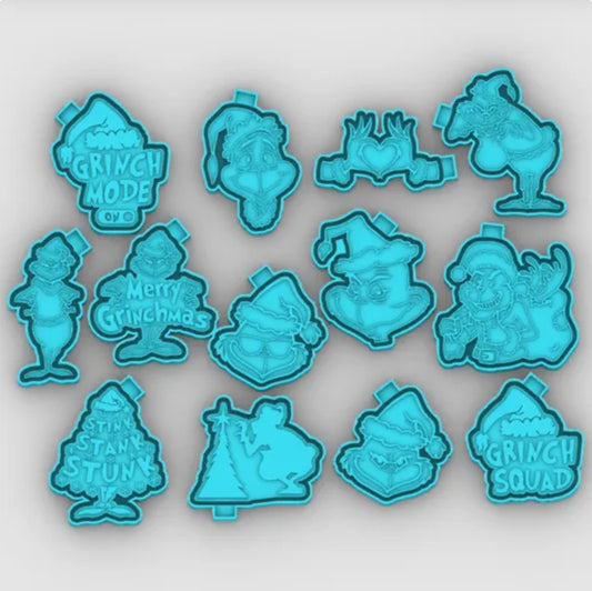 13ct Combo Pack of Grinch Christmas  - Car Freshie Molds