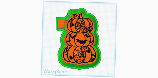 3 Stacked pumpkins with spider web- Freshie Mold