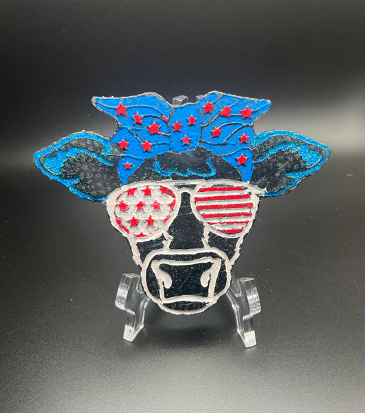 Cow With Bow With Glitter Freshie