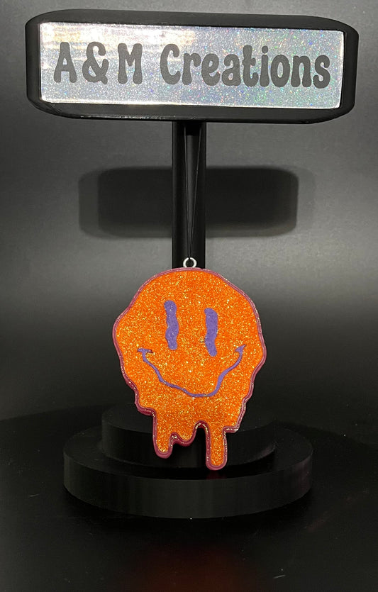 Orange/Purple Drippy Smiley Face Freshie