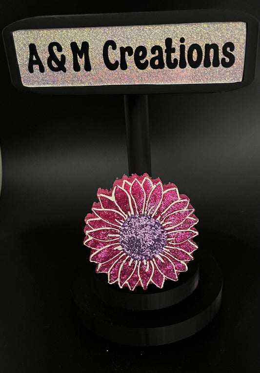 Purple Glitter Flower Freshie