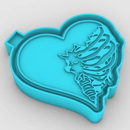 Skeleton Heart Sunken Details- Freshie Mold