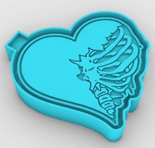 Skeleton Heart Raised Details - Freshie Mold