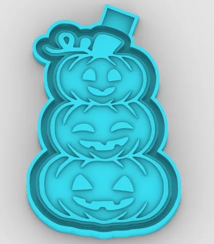 3 Stacked Smiling Pumpkin Sunken Details- Freshie Mold